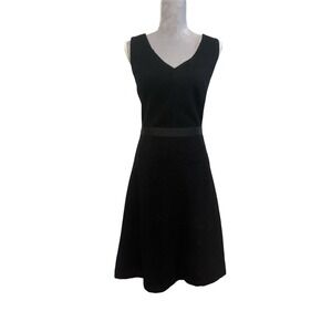 Isaac Mizrahi Black Wool Blend Boucle Fit & Flare Dress‎ 4 Ribbon Waist LBD